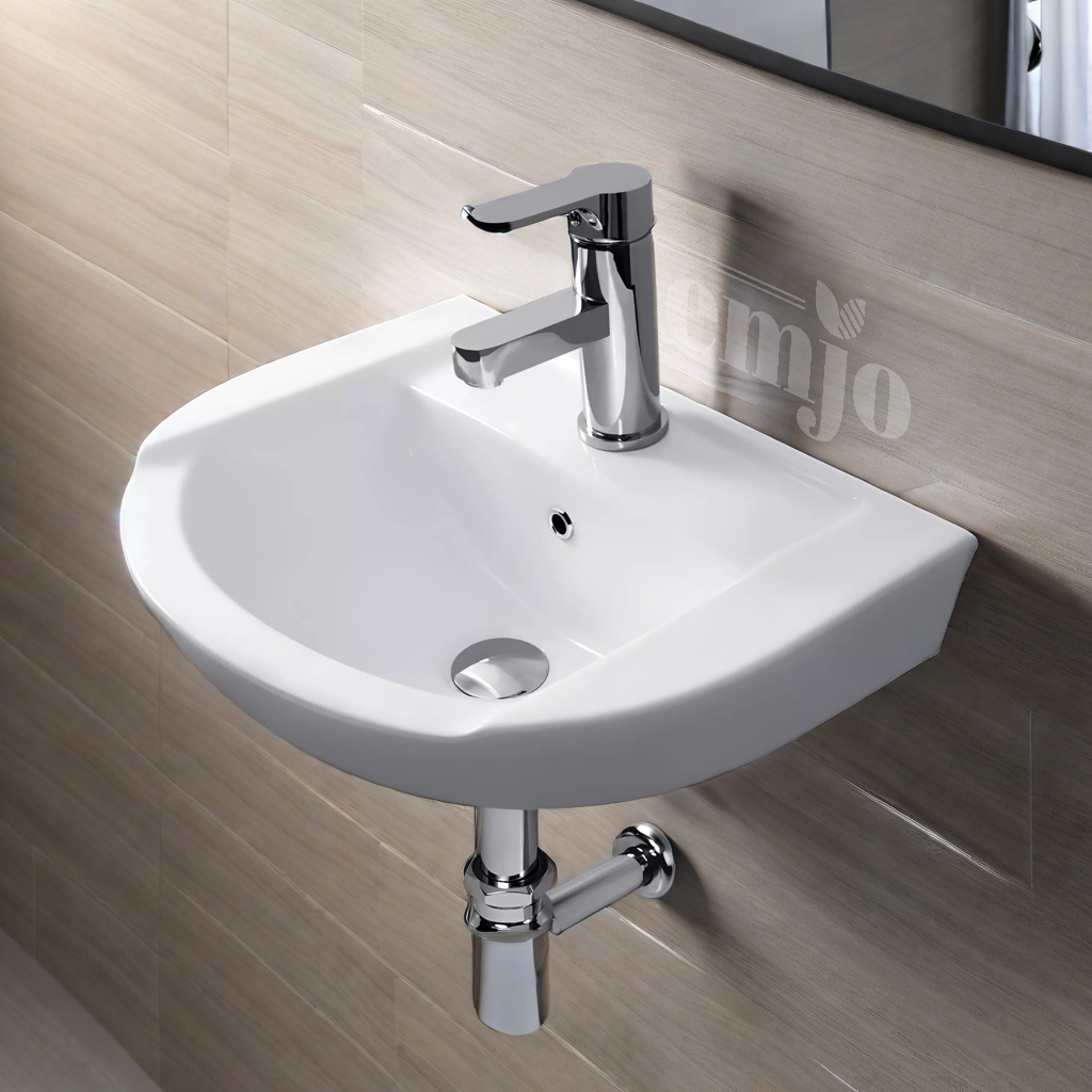 Wall Mounted Wash Basin for Bathroom White Rectangle GOLD (BWB-16)