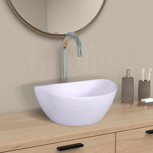 Designer Table Top Wash Basin for Bathroom Peach Matt Oval SHIP (Peach Matt)-WA