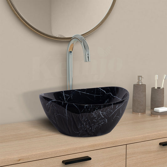 Designer Table Top Wash Basin for Bathroom Multicolor Oval SHIP_03 (Glossy)-WA