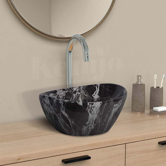 Designer Table Top Wash Basin for Bathroom Multicolor Oval SHIP_06 (Glossy)-WA