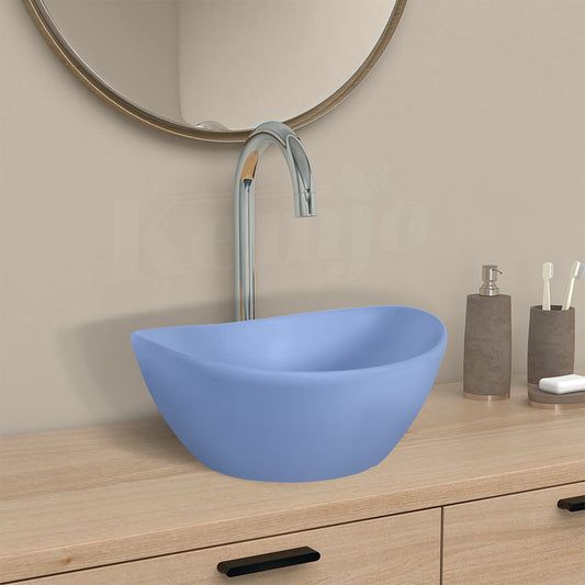 Designer Table Top Wash Basin for Bathroom Bluzo Matt Oval SHIP (Bluzo Matt)-WA