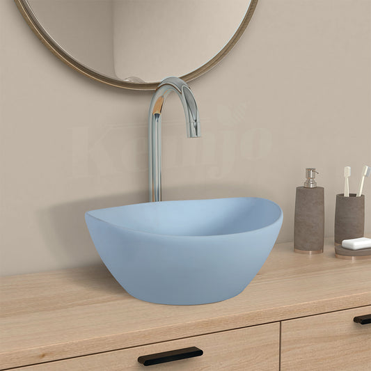 Designer Table Top Wash Basin for Bathroom Ocean Matt Oval SHIP (Ocean Matt)-WA