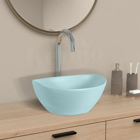 Designer Table Top Wash Basin for Bathroom Olive Matt Oval SHIP (Olive Matt)-WA