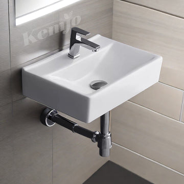 Wall Mounted Wash Basin for Bathroom White Rectangle WT-Avvio-WA