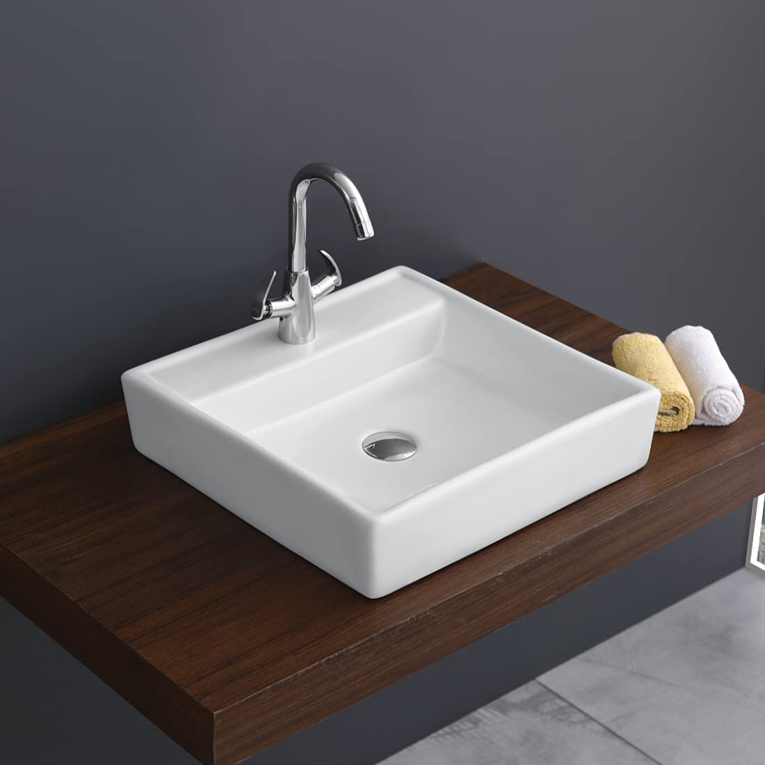 Kemjo Table Top Wash Basin for Bathroom White Round WT-SPENTA-WA
