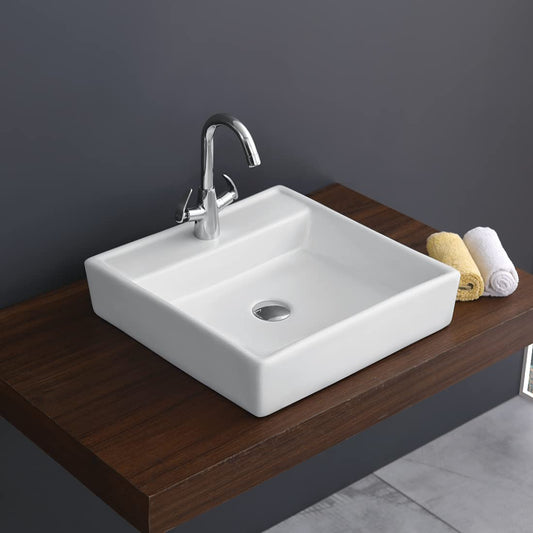 Kemjo Table Top Wash Basin for Bathroom White Round WT-SPENTA-WA