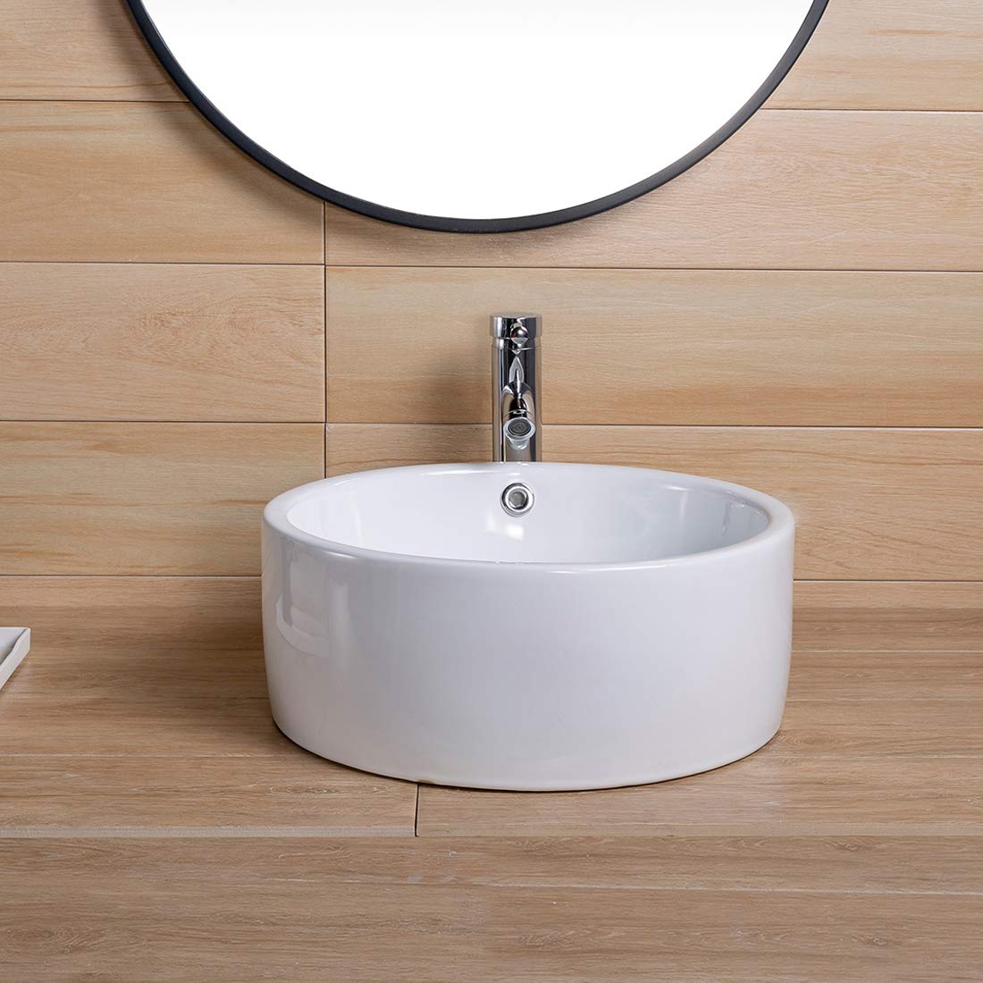Kemjo Table Top Wash Basin for Bathroom White Round Goldy-7017-WA