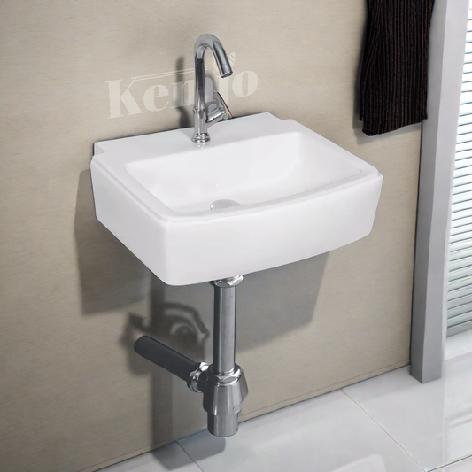 Wall Mounted Wash Basin for Bathroom White Rectangle WT-Scala