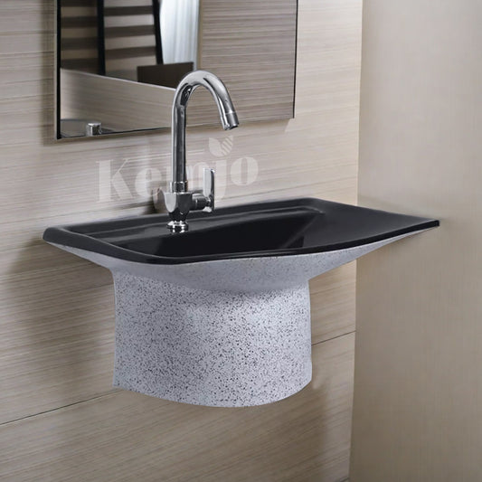 Wall Mounted Wash Basin for Bathroom White Rectangle WT-Coral-001-WA
