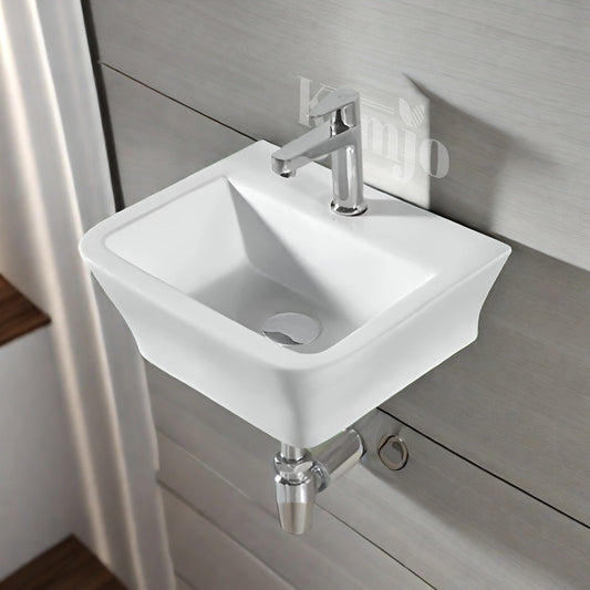 Wall Mounted Wash Basin for Bathroom White Rectangle HARIHAR (5006)-WA