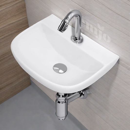 Wall Mounted Wash Basin for Bathroom White Rectangle Jace (BWB-20)