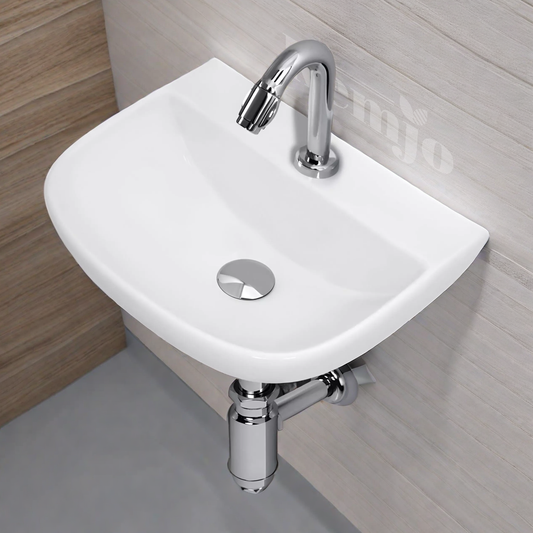 Wall Mounted Wash Basin for Bathroom White Rectangle Jace (BWB-20)-WA