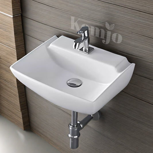 Wall Mounted Wash Basin for Bathroom White Rectangle Olina-5007