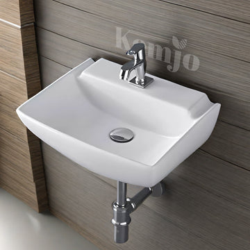 Wall Mounted Wash Basin for Bathroom White Rectangle Olina-5007-WA