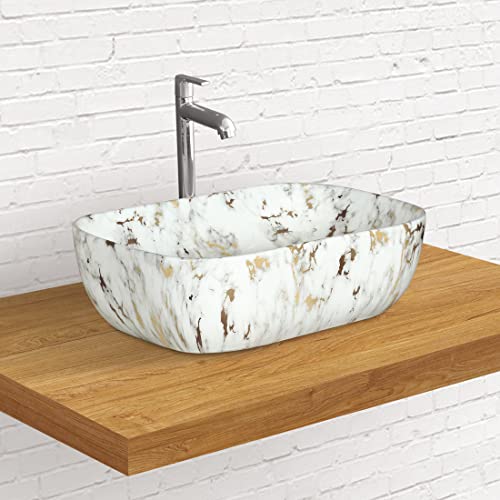 Designer Table Top Wash Basin for Bathroom Multicolor Rectangle WT-WIS-030-WA