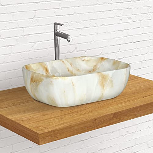 Designer Table Top Wash Basin for Bathroom Multicolor Rectangle WT-WIS-028-WA