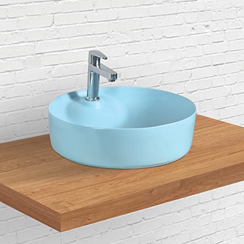 Designer Table Top Wash Basin for Bathroom Multicolor Round WT-Sera (Sky-Matt)-WA
