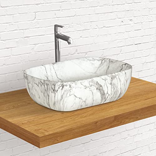 Designer Table Top Wash Basin for Bathroom Multicolor Rectangle WT-WIS-036 (Matt)-WA