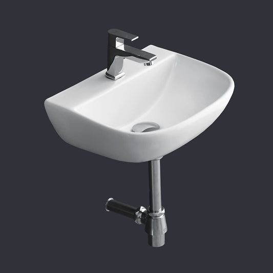 Wall Mounted Wash Basin for Bathroom White D-Shape WT-Pearl