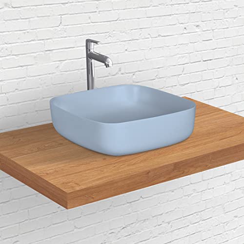 Designer Table Top Wash Basin for Bathroom Multicolor Square Kolar (Ocean-Matt)-WA