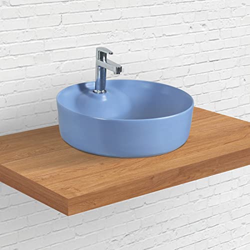 Designer Table Top Wash Basin for Bathroom Multicolor Round WT-Sera (Bluzo-Matt)-WA