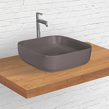 Designer Table Top Wash Basin for Bathroom Multicolor Square Kolar (Choco-Matt)-WA
