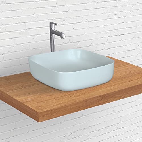 Designer Table Top Wash Basin for Bathroom Multicolor Square Kolar (Thunder-Matt)-WA