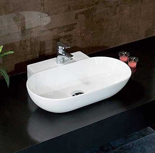 Wall Mounted Wash Basin for Bathroom White Oval Orbit-7010