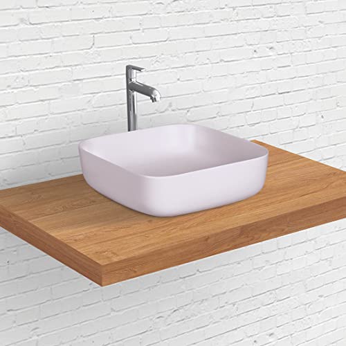 Designer Table Top Wash Basin for Bathroom Multicolor Square Kolar (Peach-Matt)-WA