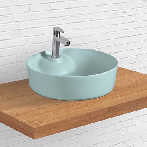Designer Table Top Wash Basin for Bathroom Multicolor Round WT-Sera (Olive-Matt)-WA