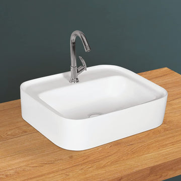 Kemjo Table Top Wash Basin for Bathroom White Rectangle WT-Titan-WA