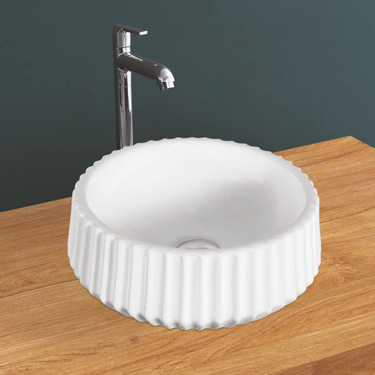 Kemjo Table Top Wash Basin for Bathroom White Round WT-Canvas-WA