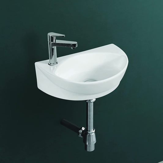 Wall Mounted Wash Basin for Bathroom White Oval WT-Cody