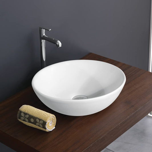 Kemjo Table Top Wash Basin for Bathroom White Round WT-Brigo