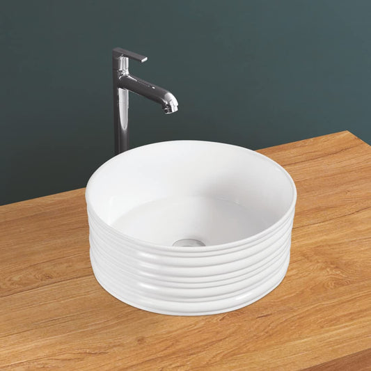 Kemjo Table Top Wash Basin for Bathroom White Round Sigma