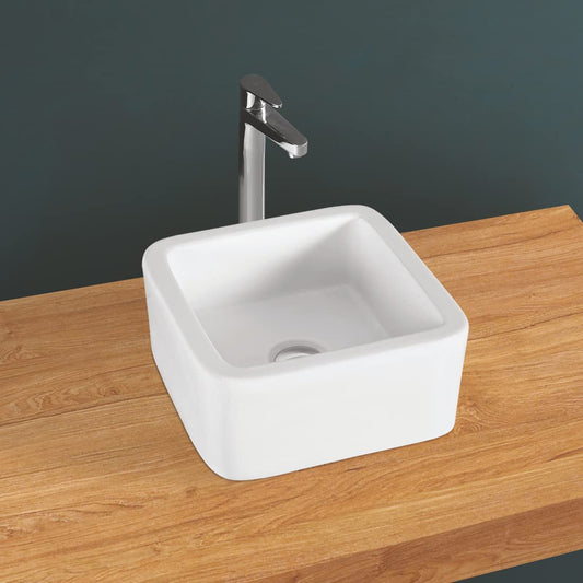 Kemjo Table Top Wash Basin for Bathroom White Square WT-Square