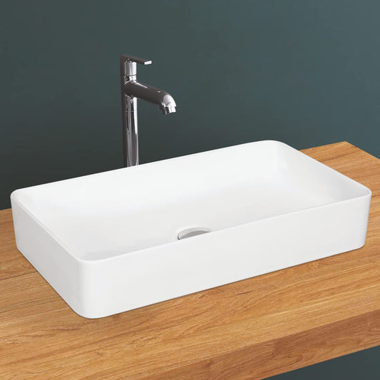 Kemjo Table Top Wash Basin for Bathroom White Rectangle WT-Caliber