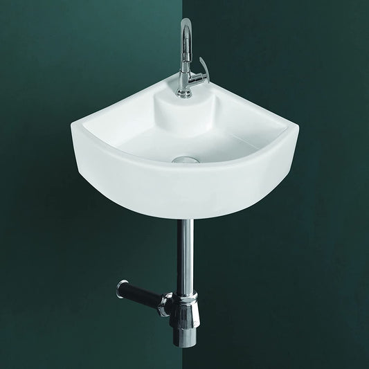 Kemjo Wall Mounted Corner Wash Basin for Bathroom White Triangle WT-Corina