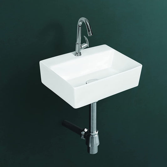 Wall Mounted Wash Basin for Bathroom White Rectangle WT-Cubic
