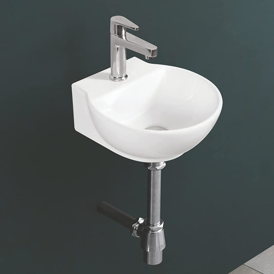 Wall Mounted Wash Basin for Bathroom White Round WT-Rosy