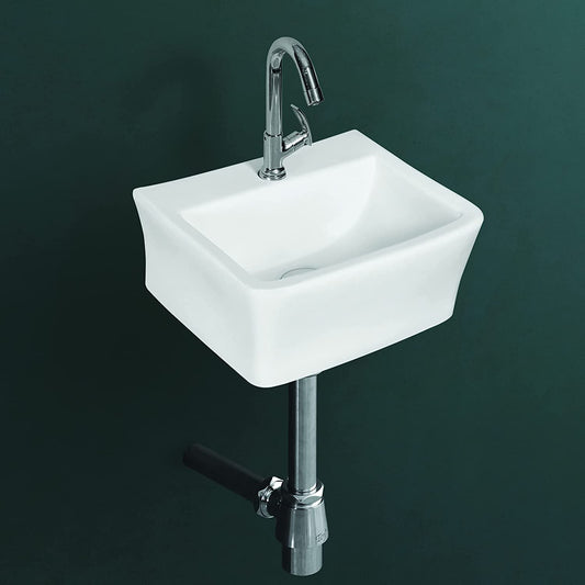 Wall Mounted Wash Basin for Bathroom White Square WT-Riva