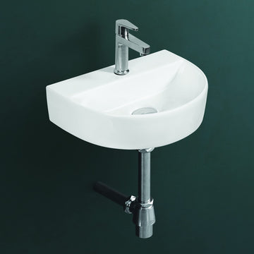 Wall Mounted Wash Basin for Bathroom White D-Shape WT-Mark-WA