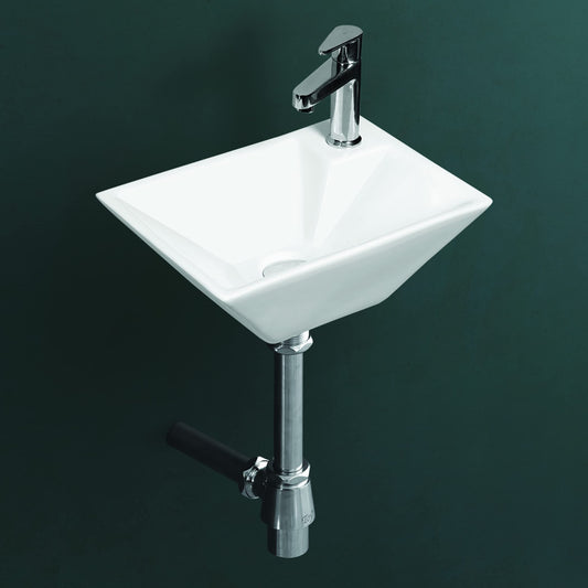 Wall Mounted Wash Basin for Bathroom White Rectangle Saga-5004-WA