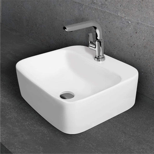Kemjo Table Top Wash Basin for Bathroom White Square Sent