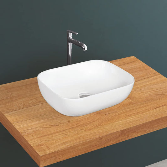 Kemjo Table Top Wash Basin for Bathroom White Rectangle WT-Citizen