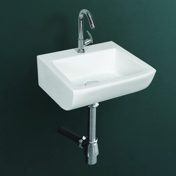 Wall Mounted Wash Basin for Bathroom White Rectangle WT-Lyra-WA