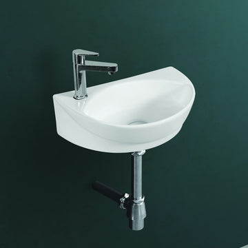 Wall Mounted Wash Basin for Bathroom White Oval WT-Cody-WA