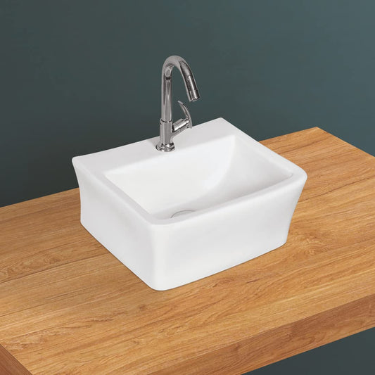 Kemjo Table Top Wash Basin for Bathroom White Square WT-Riva-WA