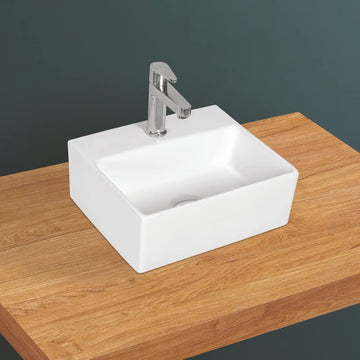 Kemjo Table Top Wash Basin for Bathroom White Rectangle WT-Cuba-WA