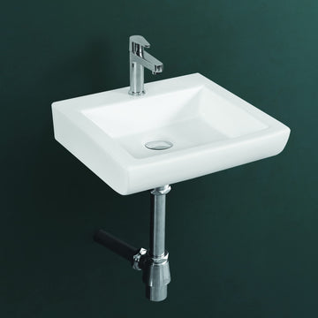 Wall Mounted Wash Basin for Bathroom White Rectangle WT-Loric-WA